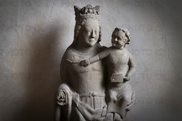 Madonna and Child, Romanesque chancel of St Michael's Church, Michaelsberg, Cleebronn, Baden-Württemberg, Germany, Europe