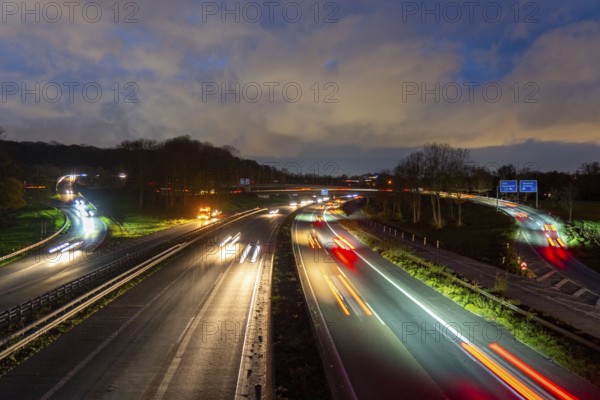 The Kaiserberg motorway junction, A40 motorway, Ruhr expressway, crosses the A3, bridge landscape, motorway bridges and railway bridges, called Spagetti junction, Duisburg, North Rhine-Westphalia, Germany, Europe