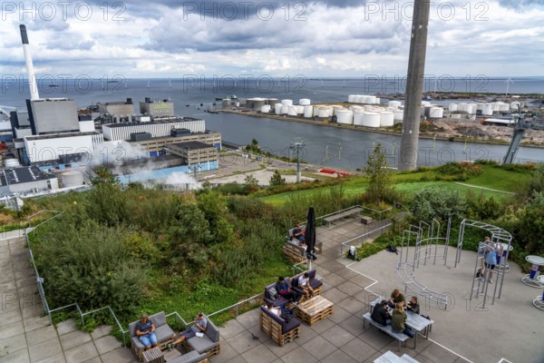 CopenHill, waste incineration plant and artificial ski slope, viewing platform, garden and gastronomy, 90 metres high and 400 metres long slope on artificial turf, Copenhagen, Denmark, Europe