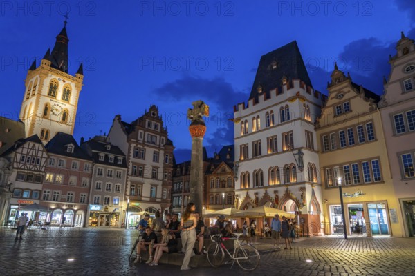 Houses, skyline on the main market square in the city centre of Trier, Rhineland-Palatinate, Germany, Europe