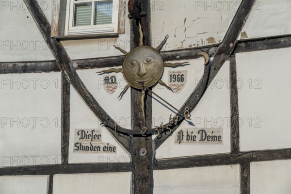 Old village of Westerholt, listed district of Herten Westerholt, over 60 old, well-renovated half-timbered houses form a historic village centre, Herten, North Rhine-Westphalia, Germany, Europe