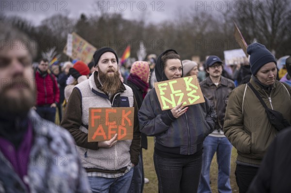 150, 000 people gather around the Bundestag in Berlin to build a human wall against the shift to the right in society. We are the firewall chanted demonstrators from a wide range of social groups. Recordings on 03.02.2024 in Berlin