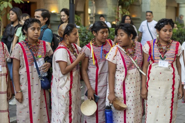 Oaxaca, Mexico, Students from Santa Maria Zacatepec in the Putla District of Oaxaca. They had just participated in an event for International Mother Language Day. The are from an indigenous people called the Tacuate. Their Tacuate language is one of a number of Mixtec languages, Central America
