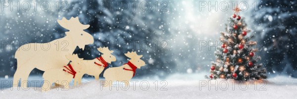 Christmas card Christmas card with reindeer moose banner and textfreiraum Copyspace in Stuttgart, Germany, Europe