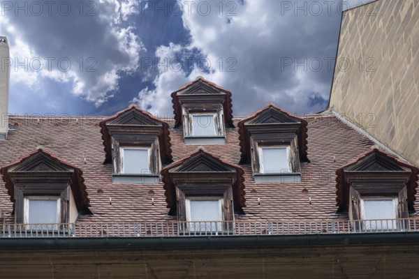 Dormer windows on a historic house, Bamberg, Upper Franconia, Bavaria, Germany, Europe