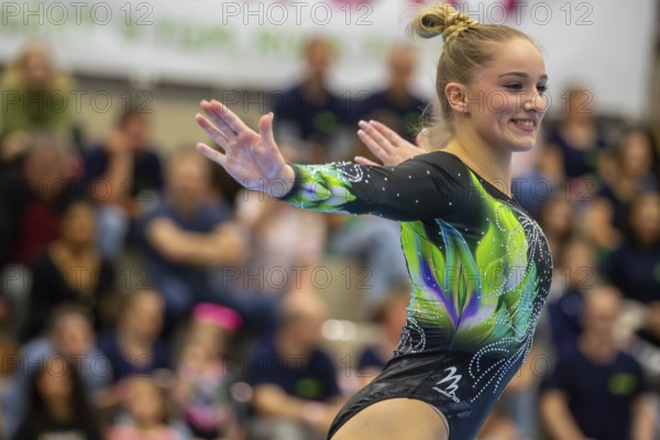 German Gymnastics League (Bundesliga) for woman, 1st competition day 2025 in Mannheim***Karina Schönmaier (TSV Tittmoning-Chemnitz) on floor