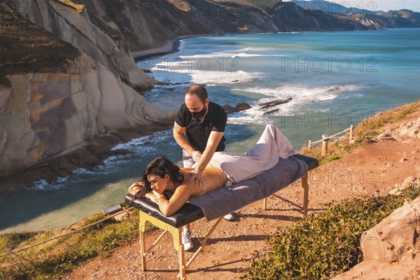 Massages in nature on the coast near the sea, a dream come true