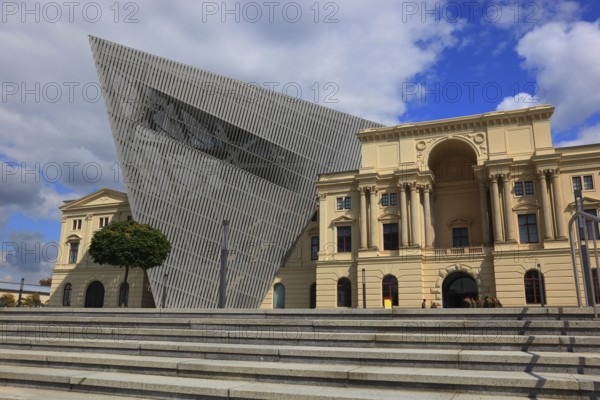Military History Museum of the German Armed Forces, main arsenal building with wedge, architect Daniel Libeskind, Dresden, Saxony, Germany, Europe
