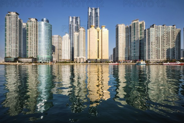 BUSAN, SOUTH KOREA, APRIL 13, 2017: Marine city expensive and prestigious residential area skyscrapers in Busan, South Korea, Asia
