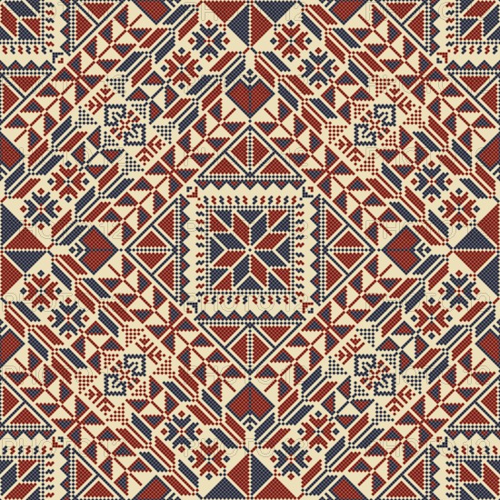 Embroidery Tatreez pattern, Palestinian fashion vector ornament