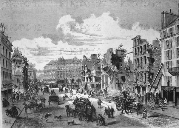 Paris, 1868, Demolition of the Capuchin Convent in the Rue de la Paix, France, Historic, digitally restored reproduction of a 19th century original, exact original date unknown, Europe