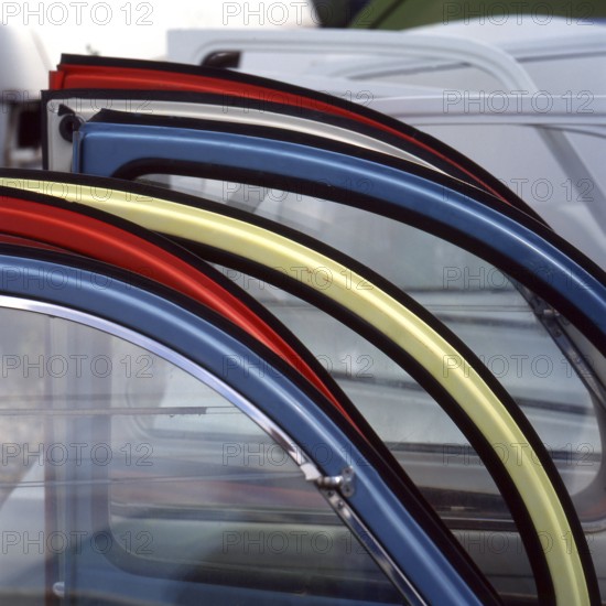 Old car doors lined up