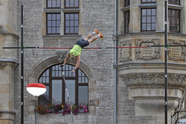 International Pole Vault Meeting in Dessau-Roßlau on 13/09/2022, pole vaulter crossing the bar, Dessau-Roßlau, Saxony-Anhalt, Germany, Europe