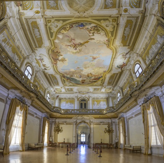 Ballroom with fresco by Giovanni Battista Tiepoloin the Villa Pisani, Stra, Province of Venice, Italy, Europe