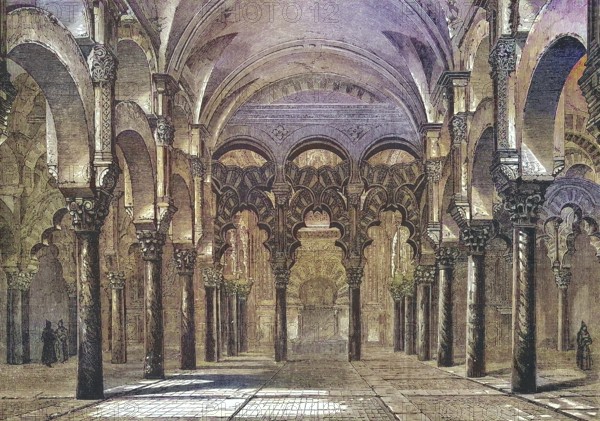 Interior view of Cordoba Cathedral in 1869, Andalusia, Spain, Historic, digitally restored reproduction of a 19th century original, exact original date unknown, Europe