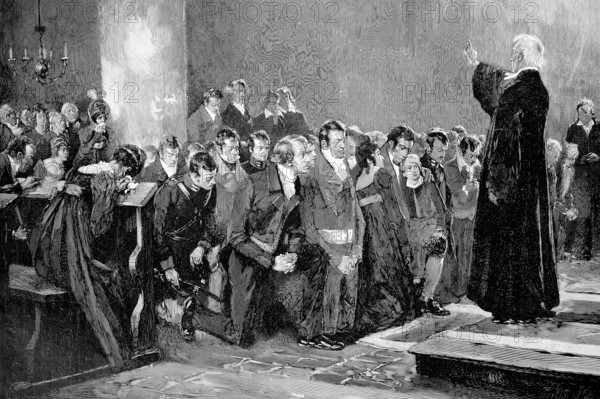 Blessing of the War Volunteers 1813, Napoleonic Wars, Historic, digitally restored reproduction of an original 19th-century artwork