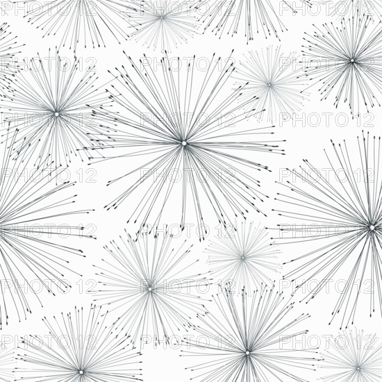 Stylized pattern of dandelions, hand drawn vector illustration