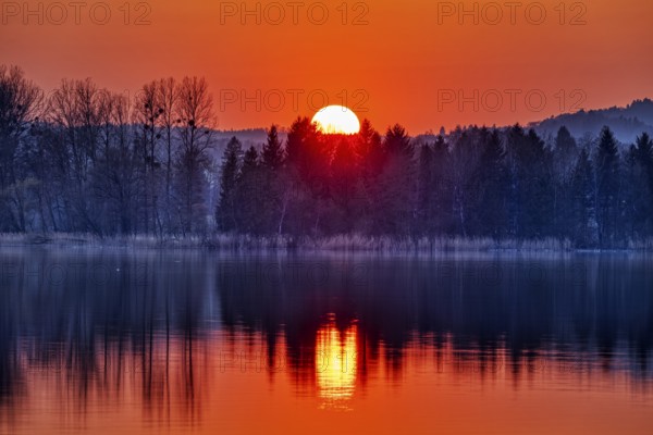 Sunset, Waginger See, Bavaria, Germany, Europe