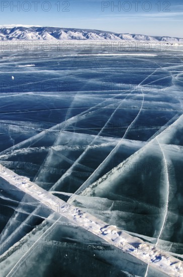 Cracks in the ice, Lake Baikal, Olkhon Island, Pribaikalsky National Park, Irkutsk Province, Siberia, Russia, Europe