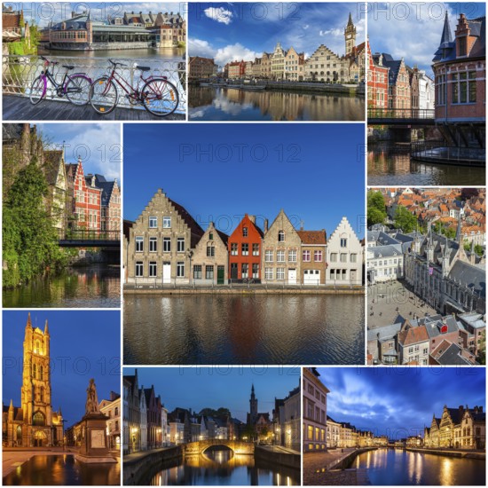 Mosaic collage storyboard of Belgium tourist views travel images