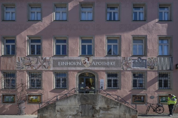 Historic Unicorn Pharmacy, Weissenburg, Middle Franconia, Bavaria, Germany, Europe