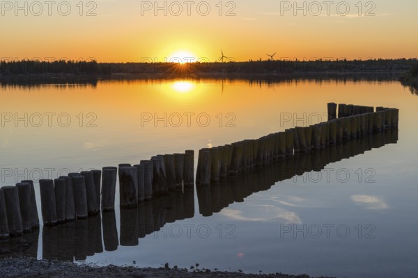 Sunset at Lake Werbelin, Rackwitz, Saxon Lake District, Saxony, Germany, Europe