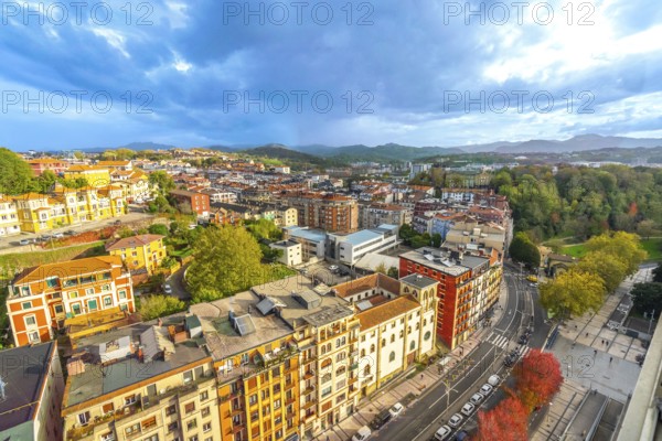 Aerial view of the Egia neighborhood of San Sebastian, Donostia from a balcony in the Basque Country