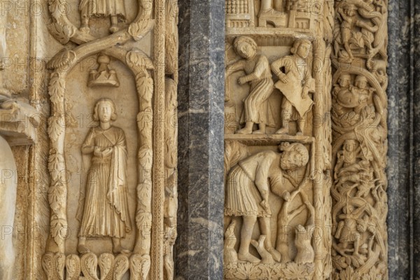 Detail of Radovan's portal of the Cathedral of St Lawrence in Trogir, Croatia, Europe