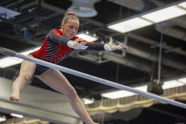 German Gymnastics League (Bundesliga) for woman, 1st competition day 2025 in Mannheim***Mia Anne Johanna Neumann (Dresdner SC) on uneven bars