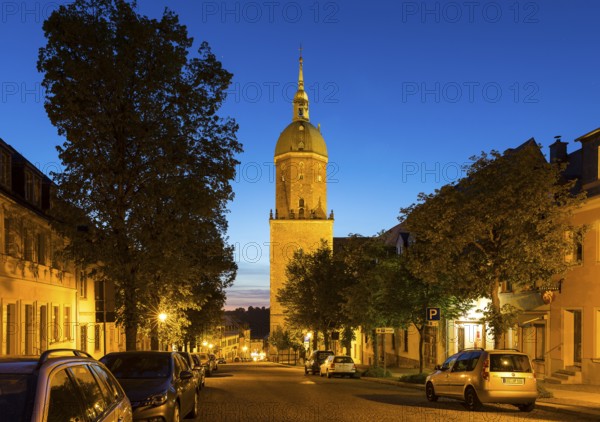 Night shot of the church of St Annen, Annaberg-Buchholz, Erzgebirge, Saxony, Germany, Europe