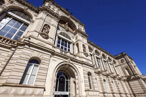 Friedrichsbad in Baden-Baden. The classic bathhouse in a stately 19th century building is one of the spa town's landmarks. As one of the most important spa towns in Europe, Baden-Baden is a UNESCO World Heritage Site. Baden-Baden, Baden-Württemberg, Germany, Europe