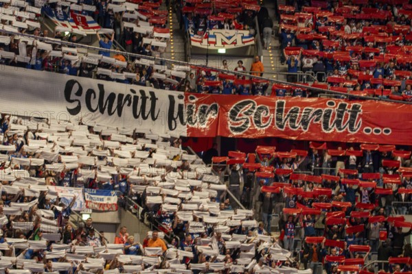 20.03.2024, DEL, German Ice Hockey League season 2023/24, 2nd playoff round (quarter-finals) : Adler Mannheim against Eisbären Berlin (2:4) . Choreography of the Adler fans in front of the game