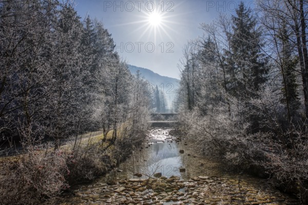 Jenbach, winter, ice, Bad Feilnbach, Bavaria, Germany, Europe