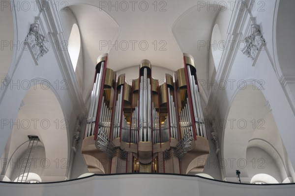 Organ loft of the Augustinian Church, Dominikanerplatz, Würzburg, Lower Franconia, Bavaria, Germany, Europe