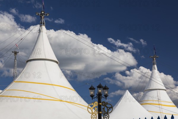 Cirque du Soleil big top tent in old port of Montreal in spring, Quebec, Canada, North America
