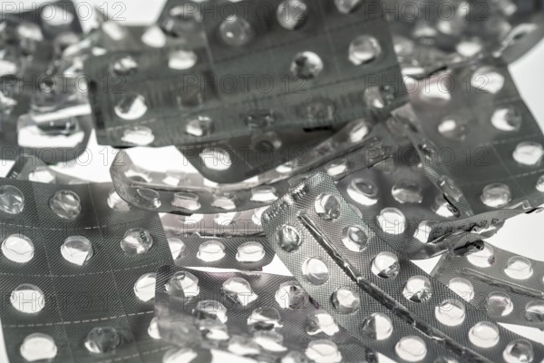 Empty, used medication packaging, pills, tablets
