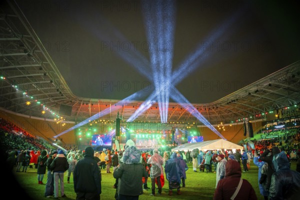 When over 25, 000 visitors flock to the Rudolf Harbig Stadium for the big Advent concert just in front of Christmas, the Christmas festivities begin for many Dresdeners. What began in 2015 as part of the celebrations to mark the anniversary of the world-famous Dresden Kreuzchor has now established itself as one of the biggest and most beautiful Christmas events in Germany., Dresden, Saxony, Germany, Europe