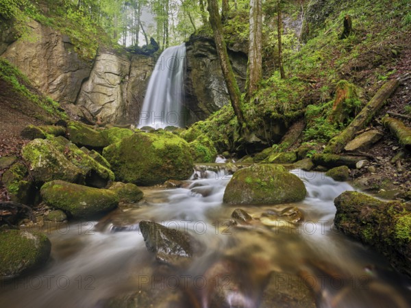 Waterfall, Finstersee, Canton Zug, Switzerland, Europe