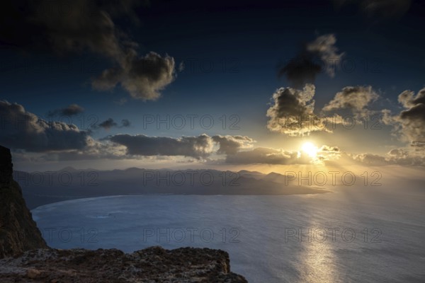 Sunset on a cliff on Lanzarote, Spain, Europe
