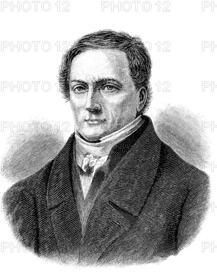 Johann Friedrich Herbart, 4 May 1776, 14 August 1841, a German philosopher, psychologist and pedagogue who is considered a classic of pedagogy beyond the German-speaking world, Historical, digital reproduction of an original from the 19th century
