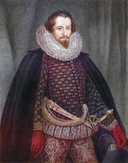 Robert Devereux 2nd Earl of Essex, Viscount Hereford, Lord Ferrers, Lord Bourchier, 1567-1601, English soldier and courtier. From the book Lodges British Portraits, published in 1823, Historical, digitally restored reproduction from a 19th century original, Record date not stated