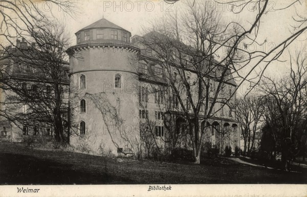 Historical postcard, picture postcard, library in Weimar, Thuringia, Germany, digitally enhanced reproduction of an original from around 1900, picture postcard, Europe
