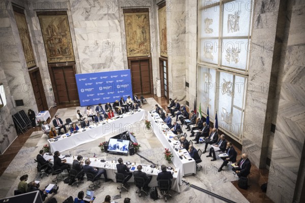 Trip by the Federal Minister for Economic Affairs and Vice-Chancellor Robert Habeck to Rome on 30 October 2023. Meeting with Italian and French counterparts Urso and Le Maire. Participation of European business representatives, Rome, Italy, Europe