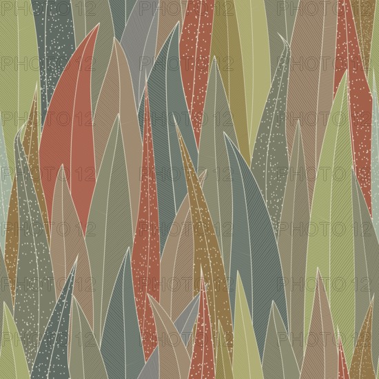 Stylized leaves seamless vector pattern