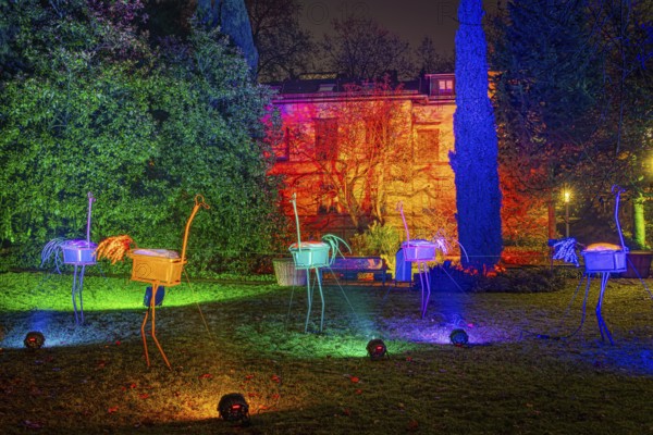 From 9 December 2023 to 14 January 2024, the Palmengarten in Frankfurt am Main will host the Winter Lights for the 11th time. A total of 25 light installations await visitors along a circular route, Palmengarten, Frankfurt am Main, Hesse, Germany, Europe