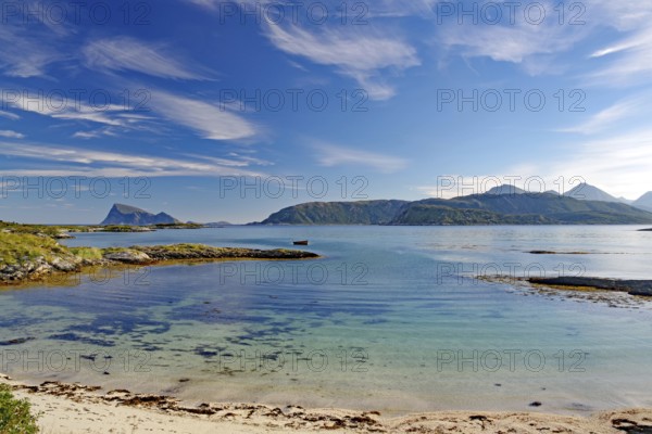 Crystal clear bays and sandy beaches on Sommarøy, summer, holiday, Troms og Finnmark, Norway, Europe