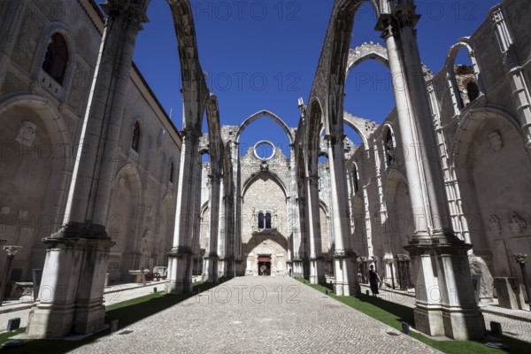 Ruins of the monastery church of the former convent of the Carmelite order, Convento do Carmo, Chiado district, Lisbon, Portugal, Europe