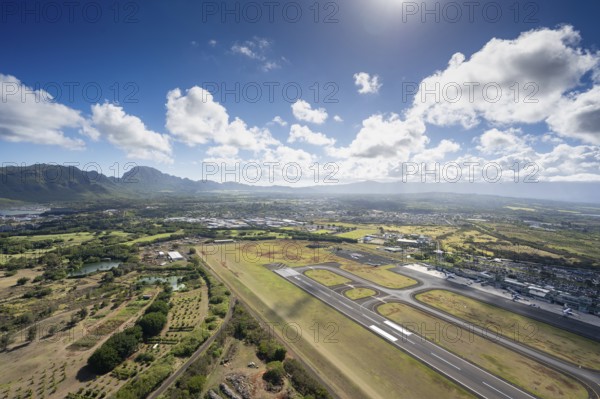 Aerial view Lihue Airport, Kauai, Hawaii, USA, North America