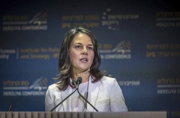 Annalena Bärbock (Alliance 90/The Greens), Federal Foreign Minister, photographed during her trip to Israel. Here taking part in the '21st Herzliya Conference, On the path of Strategic Surprises.