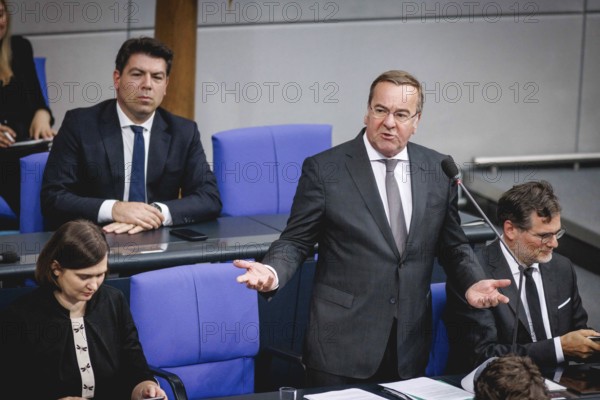 Boris Pistorius, Federal Minister of Defence, during government questioning in the Bundestag in Berlin, 05.06.2024